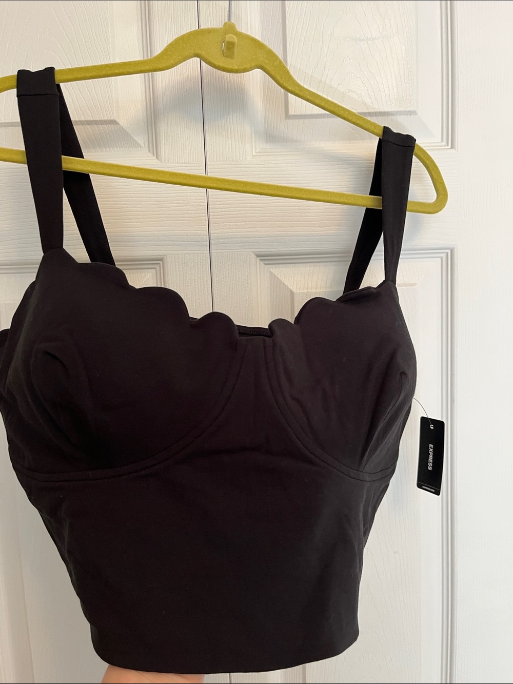 Express Black Scallop Bustier Crop Top